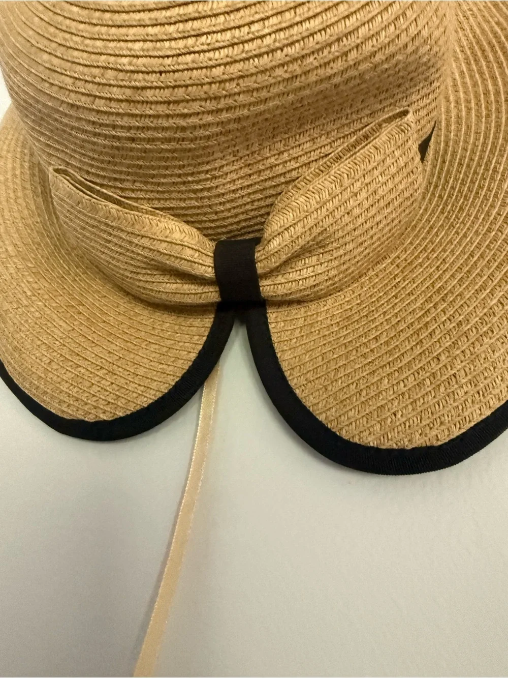 Scala Wide Brim Straw Sun Hat - Tan with Black Trim